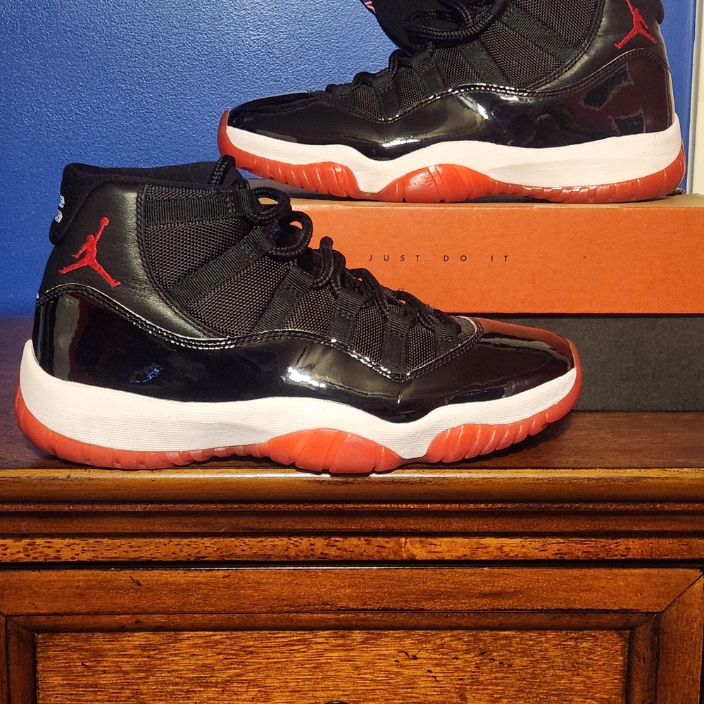 Jordan Black and Red Athletic Shoes with Classic Basketball Silhouette